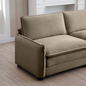 English Elm 3 Piece Oversized Sectional Sofa Set In Tan Corduroy - Comfortable Modular Design For Any Space W714S00707