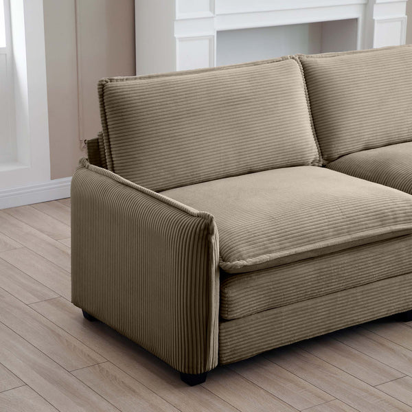 English Elm 3 Piece Oversized Sectional Sofa Set In Tan Corduroy - Comfortable Modular Design For Any Space W714S00707