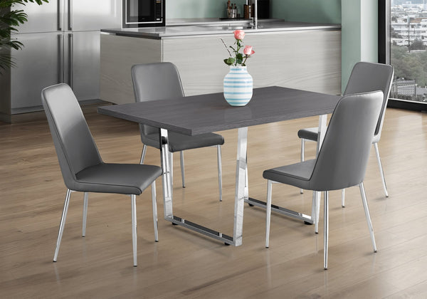 English Elm Dining Table, 60" Rectangular Grey Laminate With Chrome Legs - Modern Centerpiece For Any Space B2710P286990