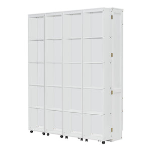 English Elm Queen Murphy Wall Bed with Hydraulic Lift and Push Pull Cabinet Storage Unit White LP000381AAK