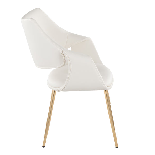 English Elm Chair Set of 2 White Faux Leather Seats with Angular Black Metal Legs Modern Dining B202P471313