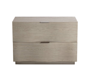 Sunpan Hoyos Nightstand - Elegant Light Oak Design with Warm Brass Handles and Soft-Close Drawers