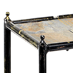 English Elm 2 Tier Stone Top Metal Plant Stand Industrial Glam Display for Indoor Spaces B056P416781