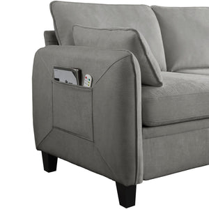 English Elm 102 Inch Linen Modular Sectional Sofa with Hidden Storage and Cloud Cushion Comfort Dark Grey W1099S00213