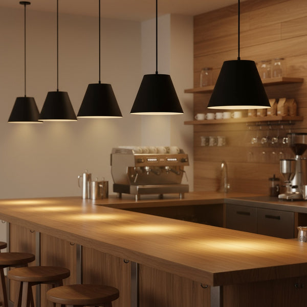 English Elm 16 Inch Sculptural Matte Pendant Light with Etched Glass Diffuser for Kitchen or Dining Black B370P403644