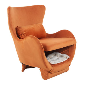 English Elm Furniture Plush 2-in-1 Pet-Friendly Mid Century Modern Accent Chair with Velvet Upholstery, Removable Base and Ergonomic Support for Living Room Orange N843P331163S