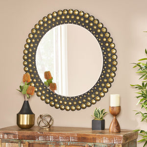 Christopher Knight Home® - Noble House - Rone Contemporary Studded Round Wall Mirror, Bronze and Black