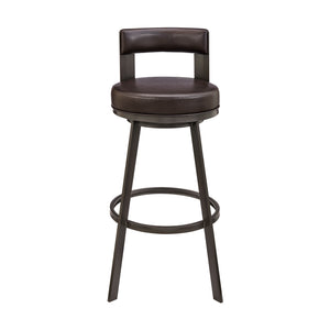 English Elm Zovelle Swivel Bar Stool Brown Faux Leather Upholstered 360° Swivel Counter or Bar Height Stool B2736P354300
