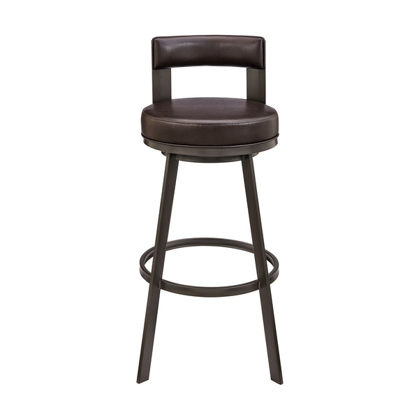 English Elm Zovelle Swivel Bar Stool Brown Faux Leather Upholstered 360° Swivel Counter or Bar Height Stool B2736P354300