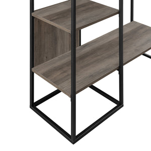 English Elm Walker Edison - Modern Metal and Wood Hall Tree with Grey Wash Finish, 2 Shelves, 3 Pegs & Rod for Coats, Bags B185P169092