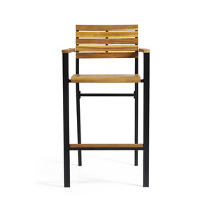 English Elm Christopher Knight Home® - BRAMPTON Industrial Acacia Wood Barstools Set of 2 — Teak Slatted Seats, Black Iron Legs, Outdoor Ready 68320.00WTC