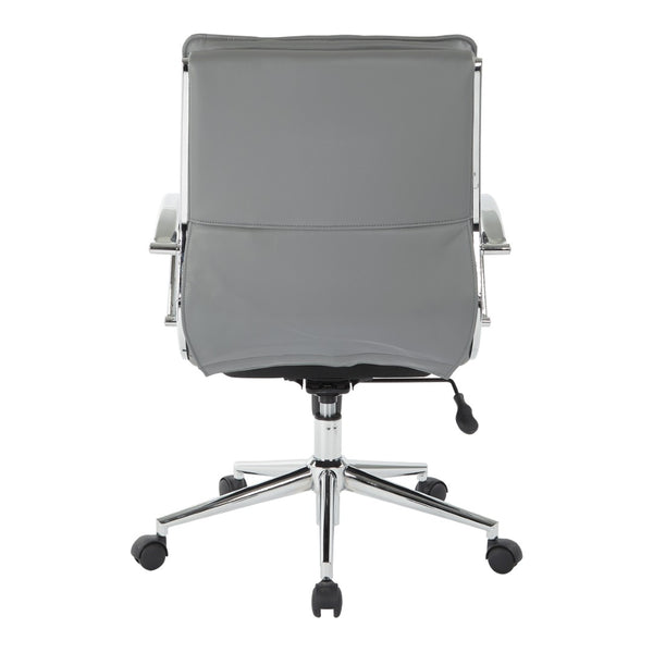 OSP Home Furnishings Mid Back Faux Leather Manager Chair with Lumbar Support and Chrome Loop Arms Charcoal SPX23591C-U42