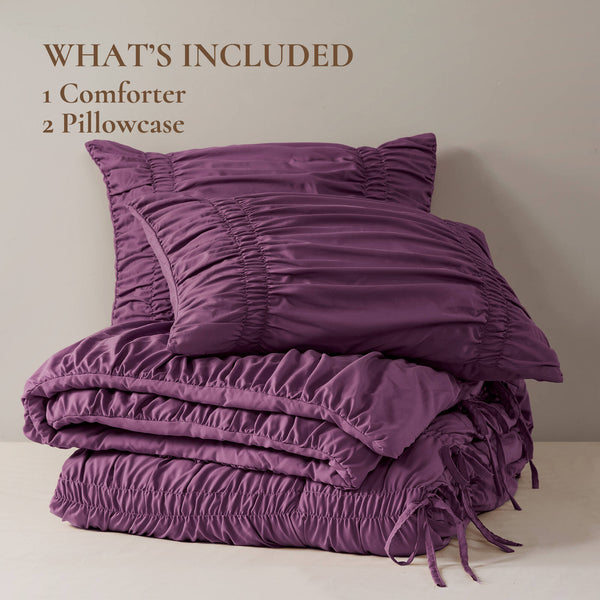 English Elm 2PCS Washed Microfiber Twin/Twin XL Comforter Set with Plush Poly Fill and Soft Standard Sham Pair Purple 16.73 L x 12.99 W x 7.87 H B035P341085