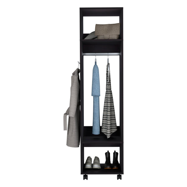 English Elm Wardrobe Devon Black Engineered Wood with Mirror, Clothing Rod & Shelves — Compact Bedroom Storage Durable B092P225206