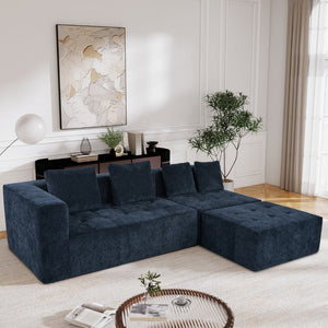 English Elm Modern Large Removable Modular Sofa, 3-Piece Set With Free Combination, Includes 4 Cushions, Ideal For Living Room, Bedroom, Apartment