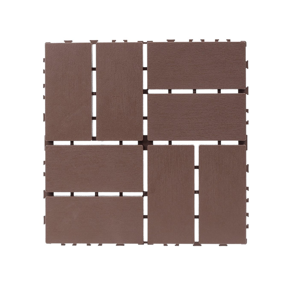 English Elm Plastic Snap Together Polypropylene Deck Tiles Waterproof Outdoor Patio Pool Flooring 44 Pack W3022P251845
