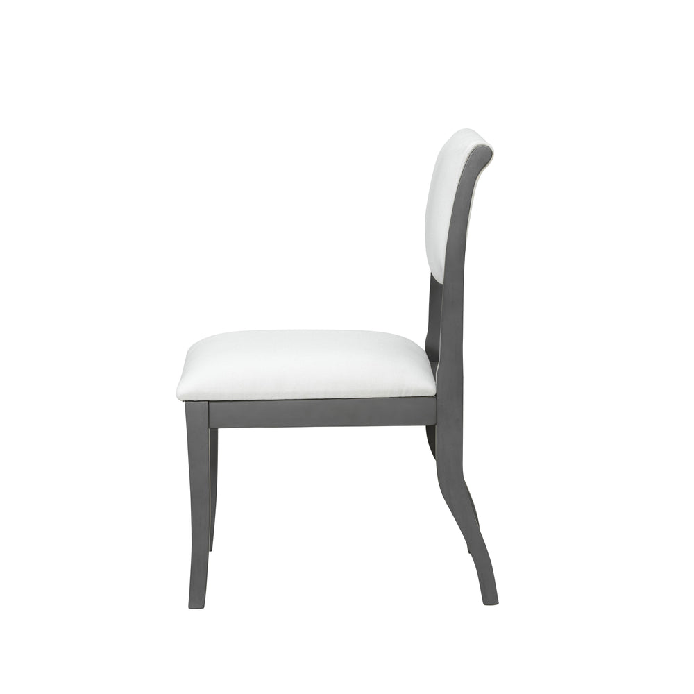 English Elm Oak Gray Finish Dining Chairs Set Of 2 - Elegant Upholstered Side Chairs For Timeless Comfort N842P315209E