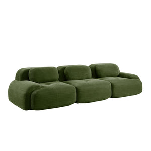 English Elm 3-seat Modular Corduroy Sectional Sofa Ergonomic Curved Design for Living Rooms Olive Green W714S01257
