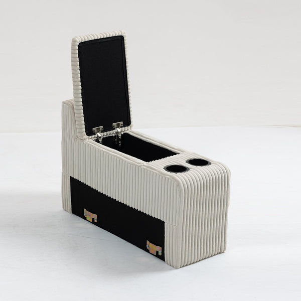 English Elm Modular Sofa Coffee Table With Storage, Usb Ports & Cupholders - Stylish Beige For Small Spaces W3098P257004