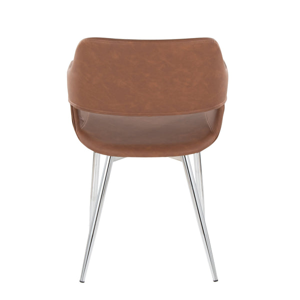 English Elm Margarite Contemporary Dining Chairs Set Of 2 In Brown Faux Leather With Chrome Legs For Modern Homes B202S01280