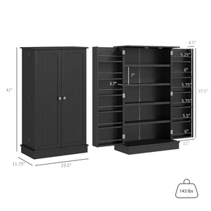 English Elm Nordic White Pantry Cabinet with Five Shelves and Spice Racks for Compact Kitchens T3971P459601