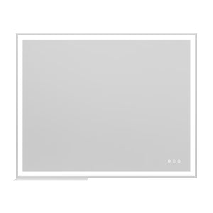 English Elm 32x40 LED Bathroom Vanity Mirror Silver Frame IP44 Anti-Fog Touch Dimmer Memory Tray Modern Smart W708P176758