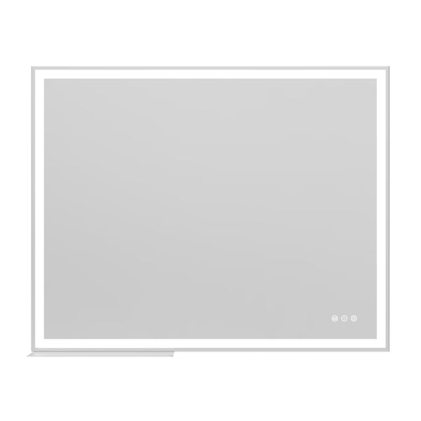 English Elm 32x40 LED Bathroom Vanity Mirror Silver Frame IP44 Anti-Fog Touch Dimmer Memory Tray Modern Smart W708P176758