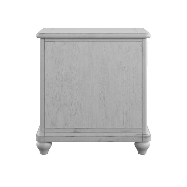 English Elm Wallace & Bay - Gray Chairside Table — Coastal Oyster Engineered Wood Accent Table, Compact 16.5x26.5x25.5", Easy-Care Finish B2709P212403