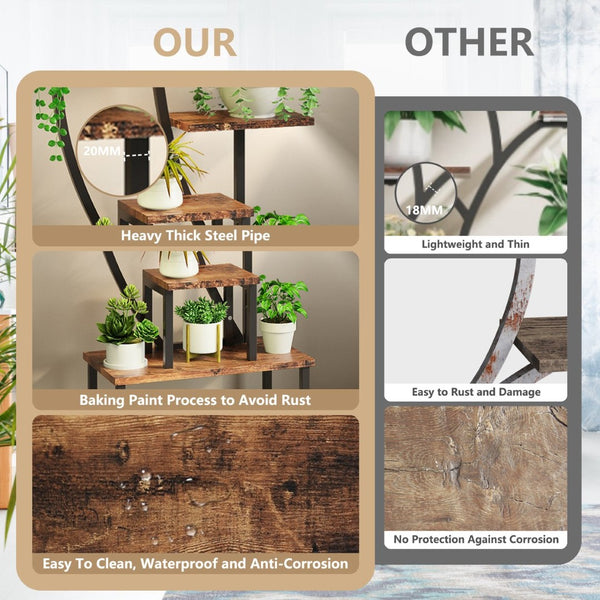 English Elm Plant Stand Indoor With Adjustable Grow Lights, 9-Tier Metal Shelf For Beautiful Home Displays T3210P356964-GIGA