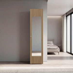 English Elm Deftones Tall Narrow Wenge Cabinet Four Shelves Slim Floor to Ceiling Bedroom Storage B128P485415