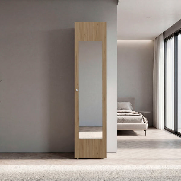 English Elm Deftones Tall Narrow Wenge Cabinet Four Shelves Slim Floor to Ceiling Bedroom Storage B128P485415