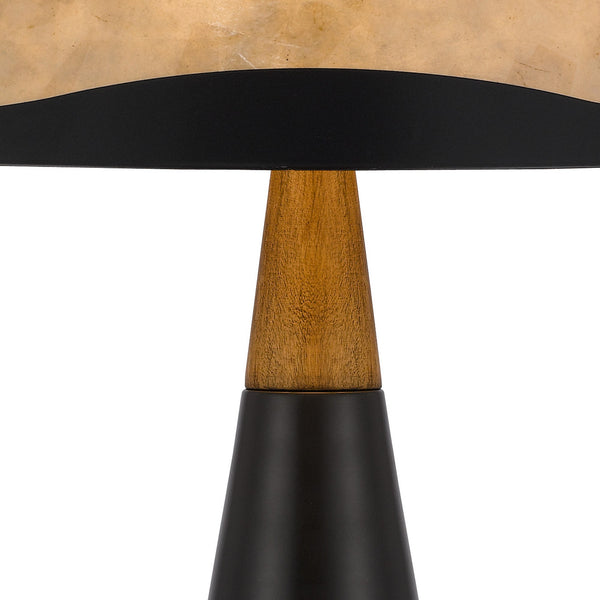 English Elm 30 Inch Art Deco Table Lamp with Mica Shade Rubberwood Base and Three Way Switch B056P215244