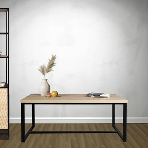 English Elm Bali Coastal Modern Coffee Table With Natural Wood Top & Sleek Black Metal Legs For Stylish Living B347P339189