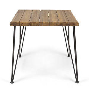 English Elm Christopher Knight Home® - ZION Teak Outdoor Acacia Wood Table with Powder-Coated Hairpin Legs, Slat Top, Weather-Resistant Finish 62982.00