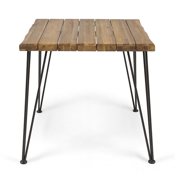 English Elm Christopher Knight Home® - ZION Teak Outdoor Acacia Wood Table with Powder-Coated Hairpin Legs, Slat Top, Weather-Resistant Finish 62982.00