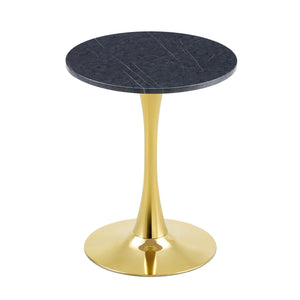 English Elm Round Faux Marble Tulip Dining Table Mid Century Pedestal Base for Compact Kitchens Gold,Grey W2920P395718