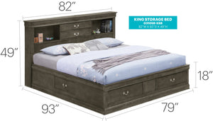 English Elm Timeless Classic King Bedframe in Warm Finish with Solid Wood Construction, Elegant Curves, Sturdy Gray 18 L x 31 W x 13 H B078S00297
