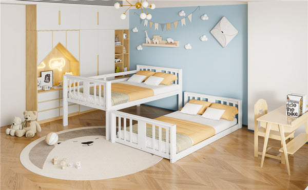 English Elm Twin Over Bunk Bed Solid Pine Frame Gray Finish with Guardrail for Kids N708P429640K