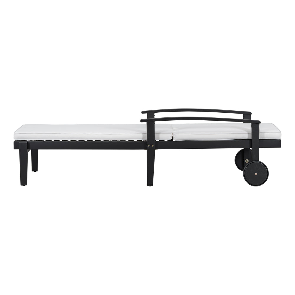 English Elm Acacia Wood Outdoor Chaise Lounge and Side Table Set for Patio or Poolside N769P363844B_N769P248112B