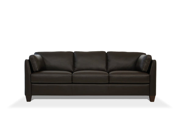 English Elm Matias Top Grain Leather Sofa with Walnut Legs and Structured Foam Seat Cushions B2726P498541
