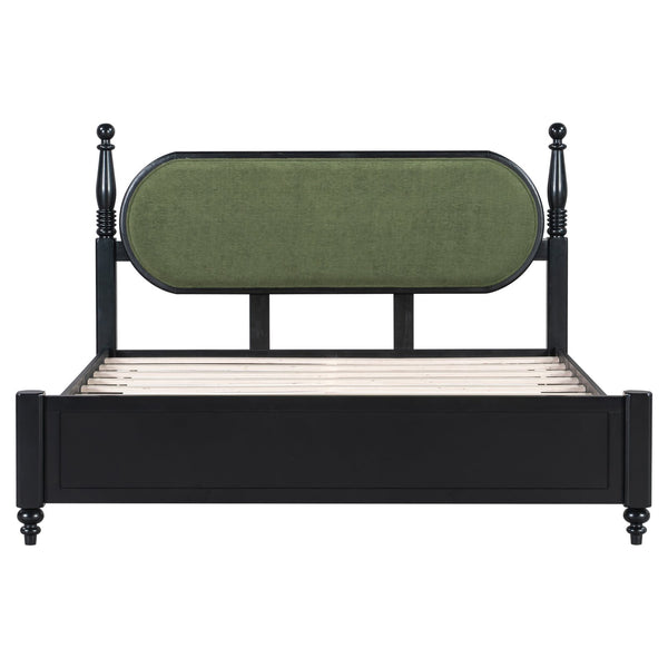 English Elm Queen Platform Bed Solid Wood Frame Velvet Upholstered Headboard Modern Bedroom N770PQ379968B