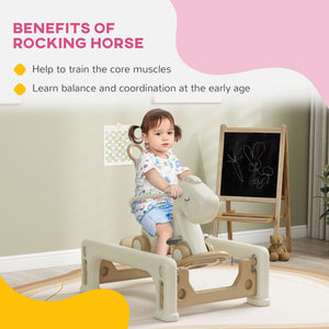 English Elm Qaba 5 in 1 Convertible Rocking Horse Ride on Balance Bike for Toddlers Ages 1 to 6 W2225P229336