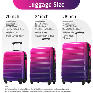 English Elm Hardshell Polycarbonate 3 Piece Luggage Set Spinner Wheels Tsa Lock Expandable Travel Multicolor Purple N732P184448Z