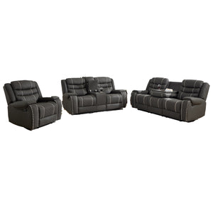 English Elm Recliner Sofa Set Microfiber Club Style with Nail Head Trim for Living Room Theater W3900S00006