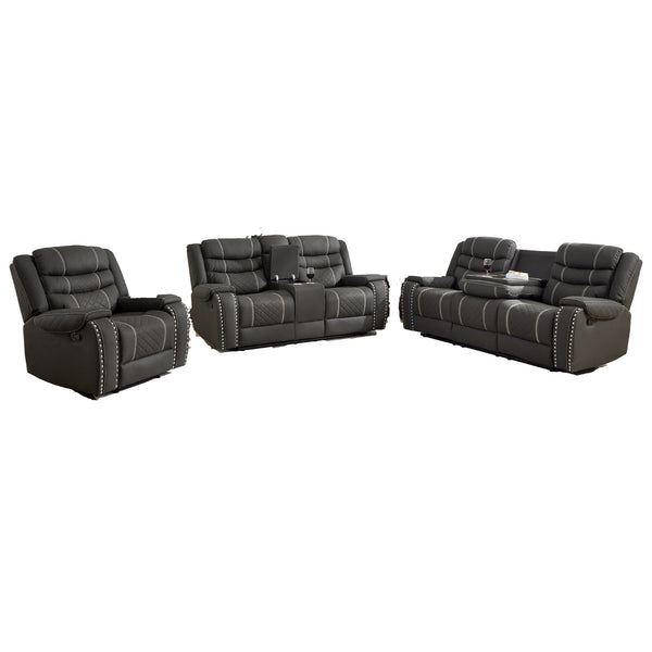 English Elm Recliner Sofa Set Microfiber Club Style with Nail Head Trim for Living Room Theater W3900S00006
