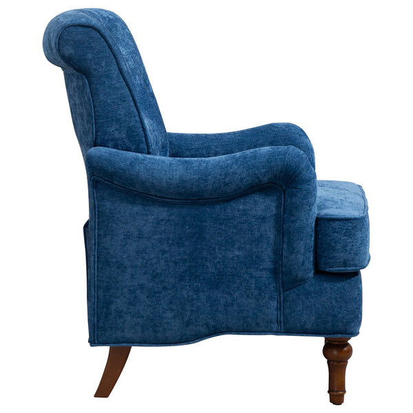 English Elm Accent Club Chair Chenille Upholstered with Spring Cushion Retro Wooden Legs Bedroom W3042P262910
