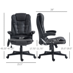 English Elm HOMCOM Executive Massage Office Chair with 6-Point Vibration, Lumbar Heat, Tilt & Ergonomic Support Black W2225P173839