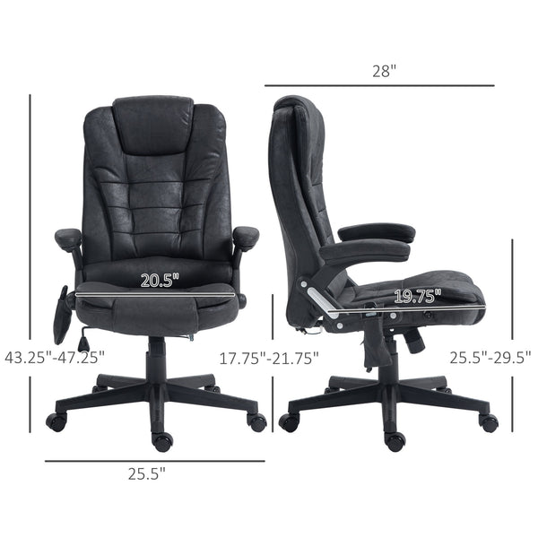English Elm HOMCOM Executive Massage Office Chair with 6-Point Vibration, Lumbar Heat, Tilt & Ergonomic Support Black W2225P173839