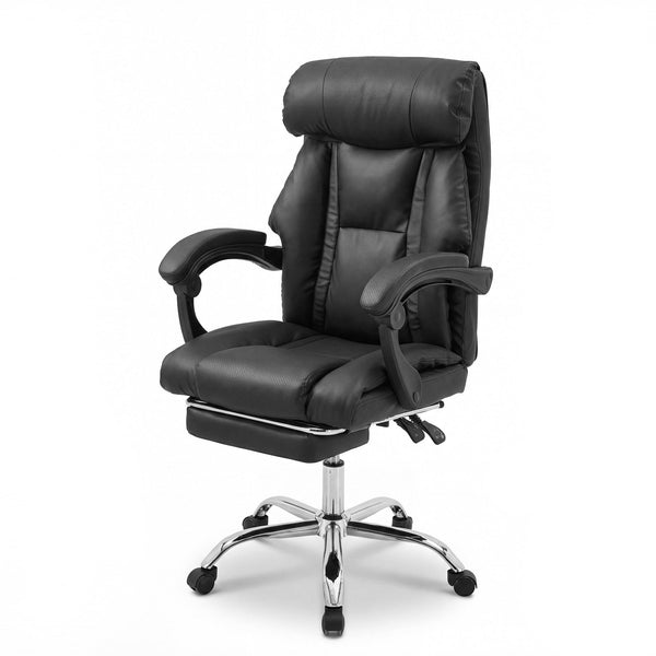 English Elm Office Executive Pu Leather High Back Chair with Footrest Reclining Swivel Seat W3851P452861