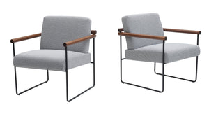 English Elm Modern Boucle Accent Armchair - Stylish Gray Upholstered Lounge Chair For Cozy Living Spaces T3903P372605